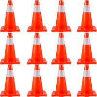 VEVOR 12Pack 18\&quot; Traffic Cones, Safety Road Parking Cones Βάση PVC, Πορτοκαλί Κώνος Κυκλοφορίας με Ανακλαστικά Κολάρα, Κώνοι Κατασκευής Επικίνδυνων για Στάθμευση οικιακής κυκλοφορίας