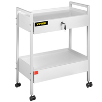 VEVOR Lab Cart, 2 Tiers Stainless Steel Utility Cart Ιατρικό καλάθι 2 συρταριών Rolling Lab Cart White Paint Cart σερβιρίσματος με τροχίσκους 360° για Εργαστήριο Νοσοκομείο Οδοντιατρικό Γραφείο Σαλόνι ομορφιάς