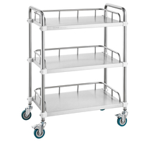 VEVOR Lab Rolling Cart, 3-ράφι από ανοξείδωτο ατσάλι, καρότσι σερβιρίσματος εργαστηρίου με περιστρεφόμενους τροχούς, Dental Utility Cart for Clinic, Lab, Hospital, Salon, 26,38"x15,55"x34,13