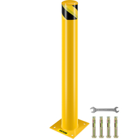 VEVOR Safety Bollard Safety Barrier Bollard 4-1/2&quot; OD 36&quot; Height Yellow Powder Coat Pipe Steel Barrier with 4 Free Bolts Anchor for Sensfully Aren Area