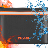 VEVOR Fireproof Document Bag, 13,4&quot;x10&quot; Fireproof Money Bag 2000℉, Fireproof and waterproof bag with a card pocket, φερμουάρ και αντανακλαστική ταινία, για χρήματα, έγγραφα, κοσμήματα και διαβατήριο