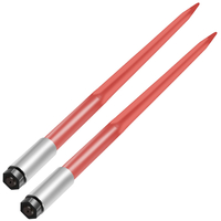 VEVOR Pair Hay Spear 43" Bale Spear 3000 lbs, Bale Spike Quick Attach Square Hay Bale Spears 1 3/4", Red Coated Bale Forks, Bale Hay Spike with Hex Nut &amp; Sleeve for Buckets Tractors Loaders