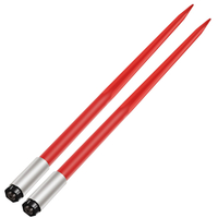 VEVOR Pair Hay Spear 49" Bale Spear 3000 lbs, Bale Spike Quick Attach Square Hay Bale Spears 1 3/4", Red Coated Bale Forks, Bale Hay Spike with Hex Nut &amp; Sleeve for Buckets Tractors Loaders