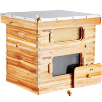 VEVOR Bee Hive 20 Frame Bee Hives Starter Kit, Ξύλο κέδρου με επικάλυψη με κερί μέλισσας, 1 Deep + 1 Medium Bee Boxes Kit Langstroth Beehive, Διαφανή ακρυλικά παράθυρα με βάση για αρχάριους επαγγελματίες μελισσοκόμους