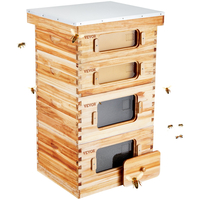 VEVOR Bee Hive 40 Frame Bee Hives Starter Kit, Beeswax Coated Wood Cedar, 2 Deep + 2 Medium Bee Boxes Langstroth Beehive Kit, Διαφανή ακρυλικά παράθυρα με βάση για αρχάριους επαγγελματίες μελισσοκόμους