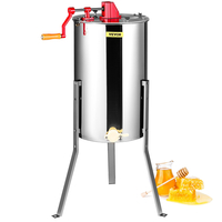VEVOR Manual Honey Extractor, 2/4 Frames Honey Spinner Extractor, Ανοξείδωτο ατσάλι μελισσοκομική εξαγωγή, κυψελωτό τύμπανο με καπάκι, φυγοκεντρικός εξοπλισμός μελισσοκομίας με βάση ρυθμιζόμενου ύψους
