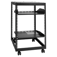 VEVOR 15U Open Frame Rack Server, Ρυθμιζόμενο βάθος 15''-40'', Free Standing ή Wall Mount Network Server Rack, 4 Post AV Rack with Casters, Συγκρατεί όλο τον εξοπλισμό πληροφορικής δικτύωσης Μόντεμ AV Gear Router