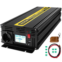 VEVOR Pure Sine Wave Inverter 2500W Power Inverter DC 12V AC 230V, Μετατροπέας αυτοκινήτου Θύρα USB Τηλεχειριστήριο οθόνης LCD, Προστασία ασφαλείας, Μετατροπέας ισχύος για φορτηγά RV σκάφη και έκτακτη ανάγκη