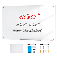 Λευκός πίνακας VEVOR Magnetic Glass, Dry Erase Board 48&quot;x32&quot;, Επιτοίχιος Μεγάλη Λευκή Γυάλινη Πίνακας χωρίς πλαίσιο, με δίσκο μαρκαδόρου, μια γόμα και 2 μαρκαδόρους, λευκό