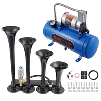 VEVOR Train Horns Kit, 4 Trumpet Air Horn Kit, 150dB Train Horns for Pickup Trucks, 12V 120 psi Air Compressor 1,6 Gal/6 L Tank with Gauge for any 12V Vehicle Truck Truck Train Van Boat