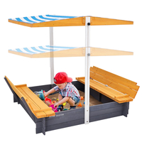 VEVOR Wooden Sandbox with Canopy Sand Box Sand Pit Εξωτερική αυλή Ηλικίες 3-12
