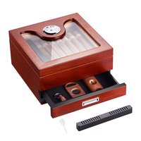 VEVOR 35 Cigar Humidor Glasstop Cedar Cigar Box Υγραντήρας &amp; υγρόμετρο &amp; συρτάρι