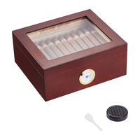 VEVOR 50 Cigars Humidor Glasstop Cedar Cigar Storage Box Υγρόμετρο υγραντήρα