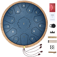 VEVOR Steel Tongue Drum 14 in 15 Rain Drum for Outside C Major Navy Blue