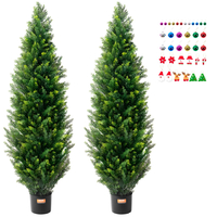 VEVOR 2 Pack 5&#039; Artificial Cedar Topiary Tree Faux Plant UV Decor In/Outdoor