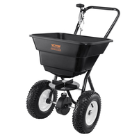 VEVOR Broadcast Spreader, 80 LB Walk-Behind Turf Spreader με 12&quot; τροχούς, Steel Push Fertilizer Spreader, Garden Seder και Salt Spreader, Σχεδιασμένο για κατοικίες, αγροκτήματα και σκληρό έδαφος, μαύρο