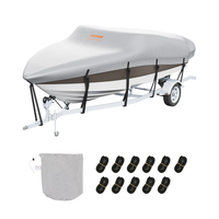VEVOR Boat Cover, 4880-5640 mm Trailerable Waterproof Cover, 600D Marine Grade PU Oxford, με κάλυμμα κινητήρα και ιμάντες πόρπης, για V-Hull, Tri-Hull, Fish Ski Boat, Runabout, Bass Boat, Grey
