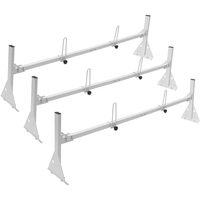 VEVOR Van Roof Ladder Rack, Σχάρες σκάλας από κράμα χάλυβα 3 Bar με πώματα σκάλας, χωρητικότητα 340 kg, Ρυθμιζόμενες σχάρες οροφής για φορτηγά πλήρους μεγέθους με υδρορροές βροχής, συμβατές με Chevrolet Express κ.λπ.