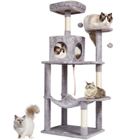 VEVOR Cat Tree 56,2&quot; Cat Tower with Cat Condo Sisal Scratching Post Ανοιχτό Γκρι