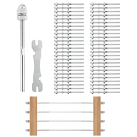 VEVOR 61 Pack κιγκλίδωμα καλωδίου με σπείρωμα Τερματικό άκρο προσαρμογής για κιγκλίδωμα καλωδίου καταστρώματος 3,2 mm, ανοξείδωτος χάλυβας T316, Εντατήρας κιγκλιδώματος καλωδίου 3,2 mm για ξύλο/μεταλλικό στύλο, ασήμι
