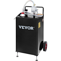 VEVOR 30 Gallon Caddy, Δεξαμενή αποθήκευσης καυσίμου με ρόδες, φορητό δοχείο καυσίμου με αντλία μεταφοράς Manuel, δοχείο καυσίμου βενζίνης ντίζελ για αυτοκίνητα, χορτοκοπτικά, ATV, σκάφη, Περισσότερα, Μαύρο