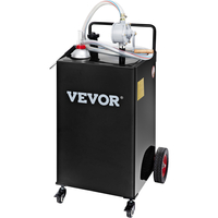VEVOR Fuel Caddy Δεξαμενή αποθήκευσης καυσίμου 35 γαλόνι 4 τροχοί με Manuel Pump, μαύρο