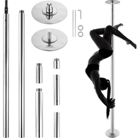 VEVOR Professional Dancing Pole, Spinning Static Dancing Pole Kit, Φορητό αφαιρούμενο κοντάρι, 45mm βαρέως τύπου κοντάρι από ανοξείδωτο ατσάλι, κοντάρι γυμναστικής με ρυθμιζόμενο ύψος, για γυμναστική στο σπίτι στο σπίτι, ασημί
