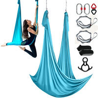VEVOR Aerial Silk &amp; Yoga Swing, 11 Yards, Aerial Yoga Hammock Kit με νάιλον ύφασμα 100gsm, Full Rigging Hardware &amp; Easy Set-up Guide, Antigravity Flying for All Levels Fitness Bodybuilding, Blue