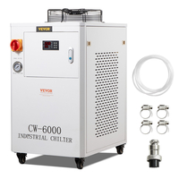 VEVOR Industrial Water Chiller CW6000, Σύστημα ψύξης νερού 1500W με συμπιεστή, χωρητικότητα δεξαμενής νερού 15L, Μέγιστος ρυθμός ροής 65L/min, για μηχανή ψύξης μηχανής χάραξης λέιζερ CO2