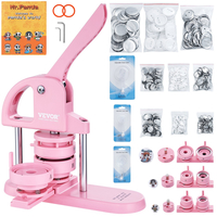 VEVOR Button Maker, 1/1,25/2,28 inch (25/32/58mm) 3-IN-1 Pin Maker, 300pcs Button Parts, Button Maker Machine with Panda Magic Book, Ergonomic Arc Handle Punch Press Kit, For Children DIY Gifts, Pink