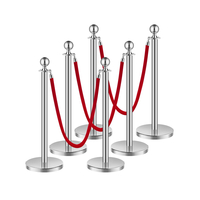 VEVOR 6 τμχ Silver Stanchion Post 3 Red Velvet Ropes Sand Injection Hollow Base