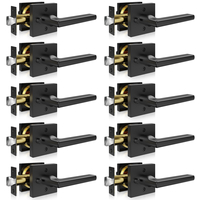 Ιδιωτικό χερούλι πόρτας 10 τμχ Μαύρο ματ τετράγωνο εσωτερικό μοχλός πόρτας αναστρέψιμος