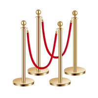 VEVOR 4 τμχ Gold Stanchion Post 2 Red Velvet Ropes Sand Injection Hollow Base