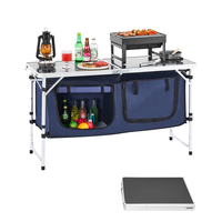 VEVOR Κάμπινγκ Τραπέζι Κουζίνας Πτυσσόμενο Φορητός Σταθμός Μαγειρέματος 3 Ρυθμιζόμενο Ύψος