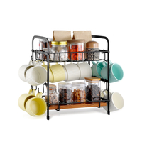 VEVOR 2 Tier Coffee Bar Organizer για πάγκο με 12 κινητά αγκίστρια κούπα