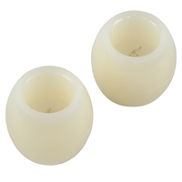 GloboStar® CANDLE 79549 ΣΕΤ 2 x Διακοσμητικά Realistic Κεράκια με LED Εφέ Κινούμενης Φλόγας - Μπαταρίας 2 x CR2032 Θερμό Λευκό 2700K Μπεζ D6 x H5cm