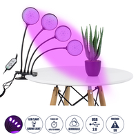 GloboStar® 79654 Grow Light Full Spectrum LED Φωτιστικό Ανάπτυξης Φυτών Γλάστρας με 4 Κινούμενες Κεφαλές & Βάση Clip SMD 2835 20W 160° DC 5V IP20 με Dimmer & Timer Εσωτερικού Χώρου για Κάλυψη Επιφάνειας 1m x 1m Πλήρους Φάσματος Φωτισμού GloboStar® 79654 Grow Light Full Spectrum LED Φωτιστικό Ανάπτυξης Φυτών Γλάστρας με 4 Κινούμενες Κεφαλές & Βάση Clip SMD 2835 20W 160° DC 5V IP20 με Dimmer & Timer Εσωτερικού Χώρου για Κάλυψη Επιφάνειας 1m x 1m Πλήρους Φάσματος Φωτισμού
