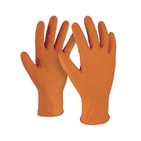 Γάντια νιτριλίου πορτοκαλί χωρίς πούδρα 50τεμ. με καρπό, τελείες, πάχος 0,22mm και μέγεθος XL / 27763