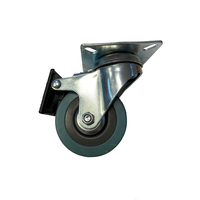 Ρόδα γκρι περιστρεφόμενη με φρένο 65x21mm, ύψος 90mm, αντοχή 40Kg, διαστάσεις πλάκας 65x65mm / 625065