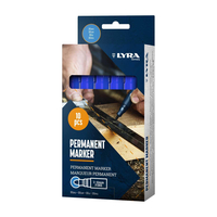 Μαρκαδόρος ανεξίτηλος 10τεμ. μπλε με στρογγυλή μύτη χωρίς μπίλια για όλες τις επιφάνειες 1-4mm fine / L4020051