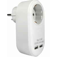 ELP37101 | ΑΝΤΑΠΤOΡΑΣ ΜΕ USB SCHUKO → 1Θ SCHUKO max:3680W IP20 ΛΕΥΚΟ