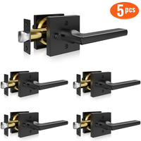 Privacy Door Handle 5PCS Matte Black Square Door Lever Εσωτερικός αναστρέψιμος μοχλός