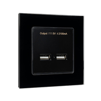DOUBLE USB SOCKET GLASS FRAME BLACK
