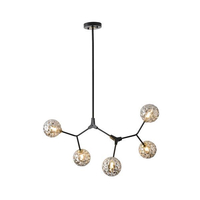 ΦΩΤΙΣΤΙΚΟ ΚΡΕΜΑΣΤΟ 5ΦΩΤΟ 5ΧG9 MAX15W 800Χ900mm ΜΑΥΡΟ-ΓΚΡΙ ARTE ILLUMINA ATOM