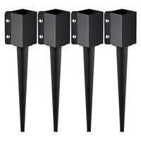 VEVOR Fence Post Anchor Ground Spike, 4 πακέτο 24 x 4 x 4 ίντσες εξωτερική διάμετρος (εσωτερική διάμετρος 3,5 x 3,5 ίντσες), μεταλλική μαύρη σκόνη με επίστρωση πάσσαλου, για κιγκλίδωμα κήπου κατάστρωμα γραμματοκιβωτίου