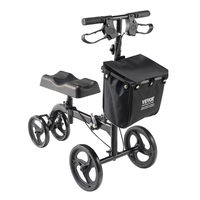 VEVOR Folding Knee Scooter, Carbon Steerable Knee Walker με ρυθμιζόμενο ύψος τιμόνι & επιγονατίδα, συμπαγείς τροχούς παντός εδάφους, διπλά φρένα, σκούτερ ανάκτησης ποδιών για τραυματισμούς στον αστράγαλο