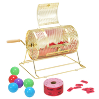 VEVOR Raffle Drum, 11,6 x Ø7,48 ιντσών Brass Plated Ticket Raffle Spinning Cage, Χωράει 2500 εισιτήρια ή 100 μπάλες πινγκ πονγκ, μεταλλικό σχέδιο λοταρίας με ξύλινη περιστροφική λαβή, για κάλπες Bingo Pa