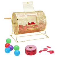 VEVOR Raffle Drum, 16,1 x Ø12 ιντσών Brass Plated Ticket Raffle Spinning Cage, Χωράει 5000 εισιτήρια ή 200 μπάλες πινγκ πονγκ, μεταλλικό σχέδιο λοταρίας με ξύλινη περιστροφική λαβή, για μέρος ψηφοδελτίων Bingo
