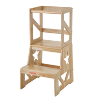 Σκαμπό VEVOR Toddler Step Stool για παιδιά, Σκαμπό κουζίνας για παιδιά από φυσικό ξύλο πεύκου με ράγα ασφαλείας, 150LBS ικανότητα φόρτωσης Standing Tower Σκαμπό εκμάθησης για υπνοδωμάτιο Μπάνιο Πάγκος κουζίνας