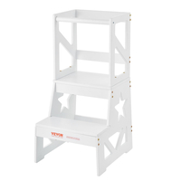 Σκαμπό VEVOR Toddler Step Stool για παιδιά, Σκαμπό κουζίνας για παιδιά από φυσικό ξύλο πεύκου με ράγα ασφαλείας, 150LBS Loading Capacity Standing Tower Σκαμπό εκμάθησης για Υπνοδωμάτιο Μπάνιο Πάγκος κουζίνας, λευκό